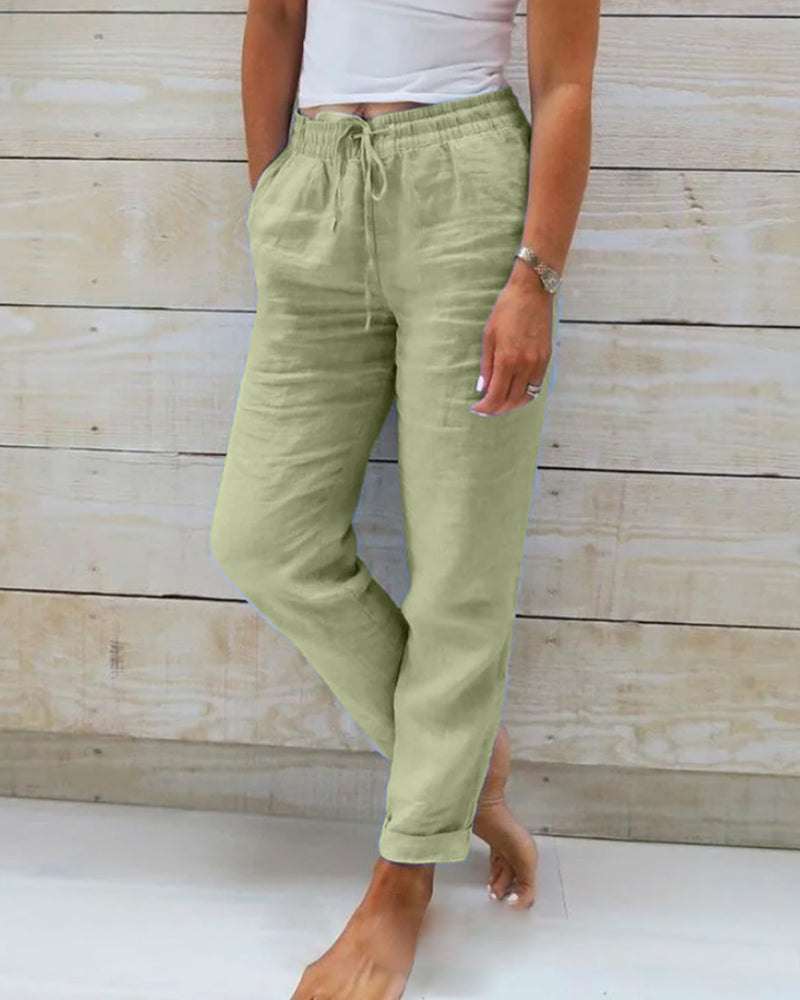 Monika | Cotton and Elastic Waistband Pants