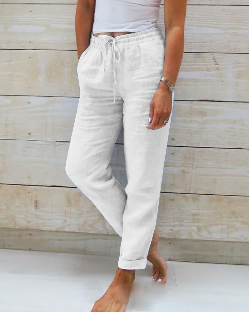 Monika | Cotton and Elastic Waistband Pants