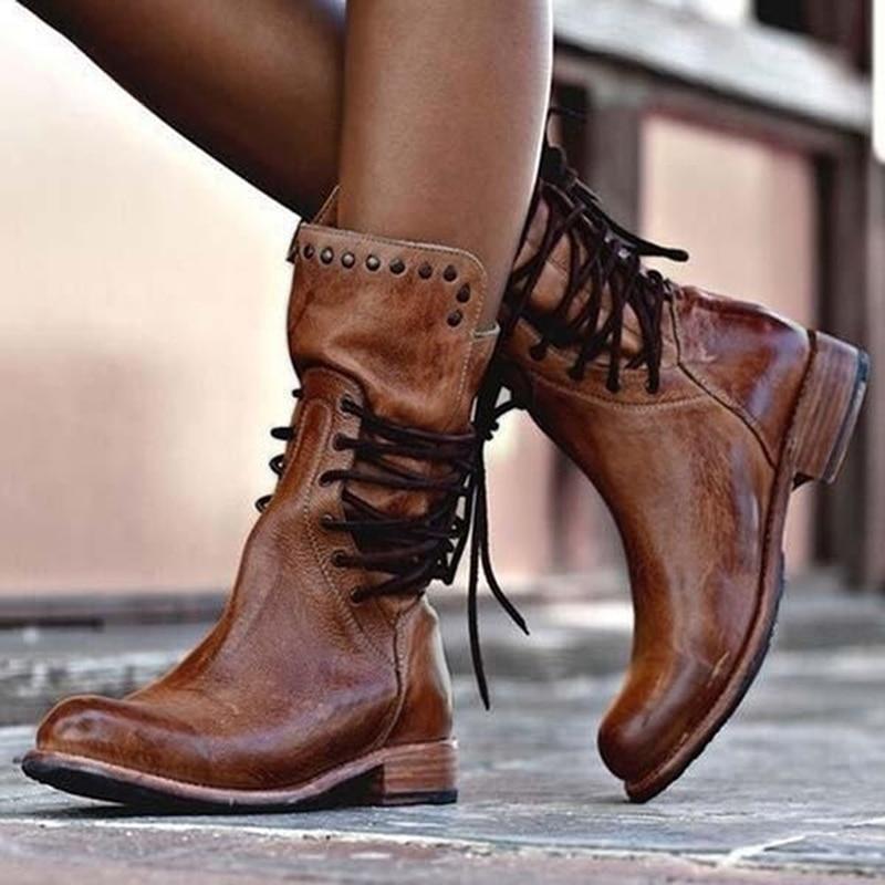 Charlotte™ | Leather Lace-Up Boots