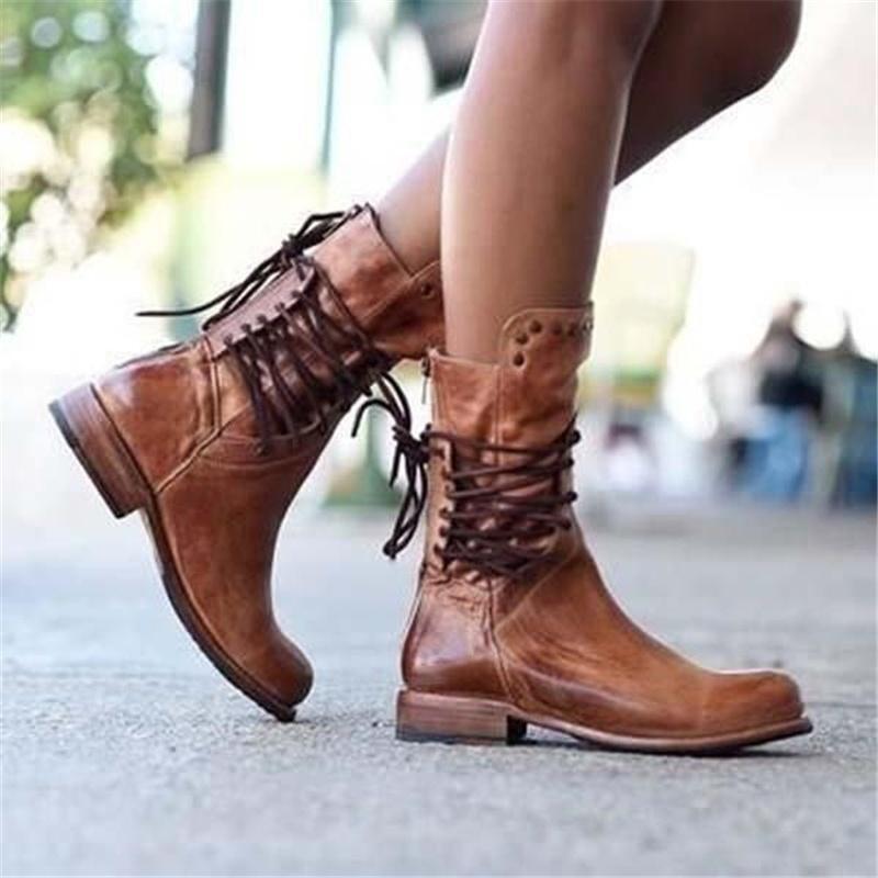 Charlotte™ | Leather Lace-Up Boots