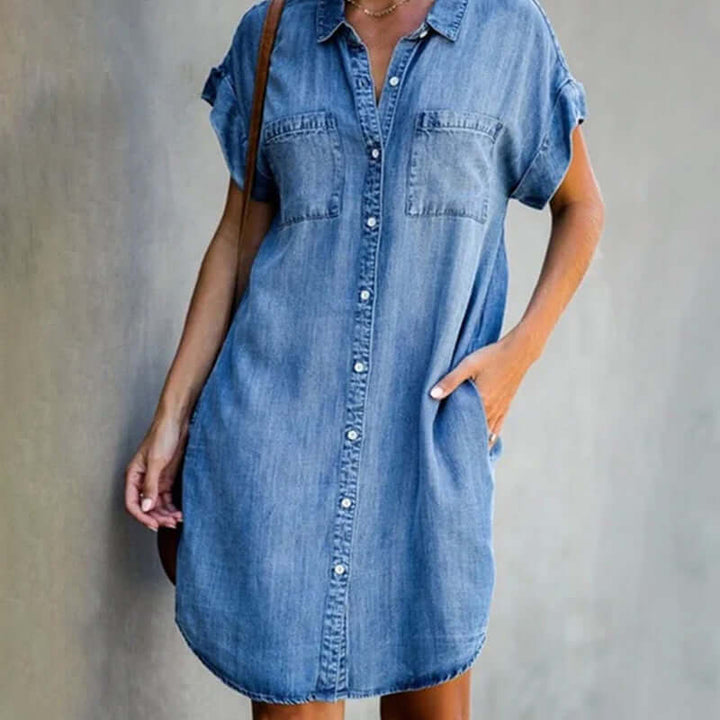 Valerie | Elegant denim dress with belly coverage