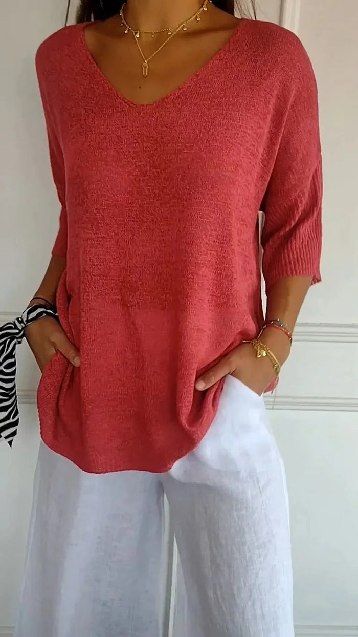 Amara - Comfy Knitted V-neck Top