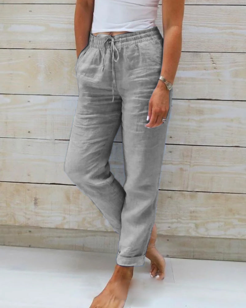 Monika | Cotton and Elastic Waistband Pants