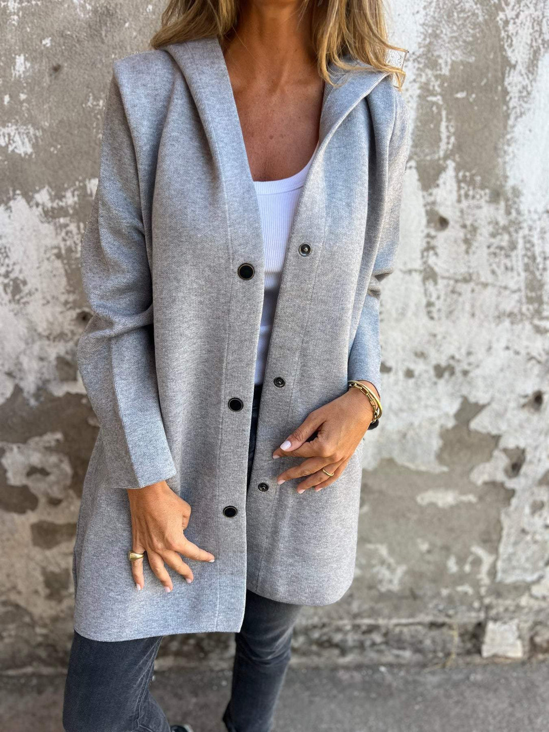 Malorie | Casual single-breasted hooded jacket