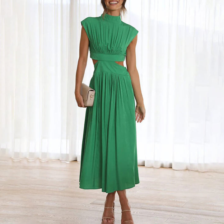 DIANA | PLEATED DRESS WITH HIGH NECK